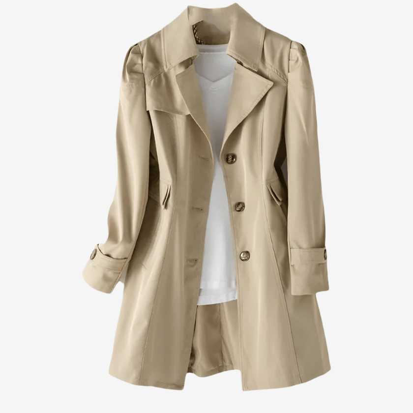 Slank Pasform Mellemlang Trenchcoat Dame - Overfrakke - Vindjakke - Vandtæt Trench Coats Danmarkmode.dk
