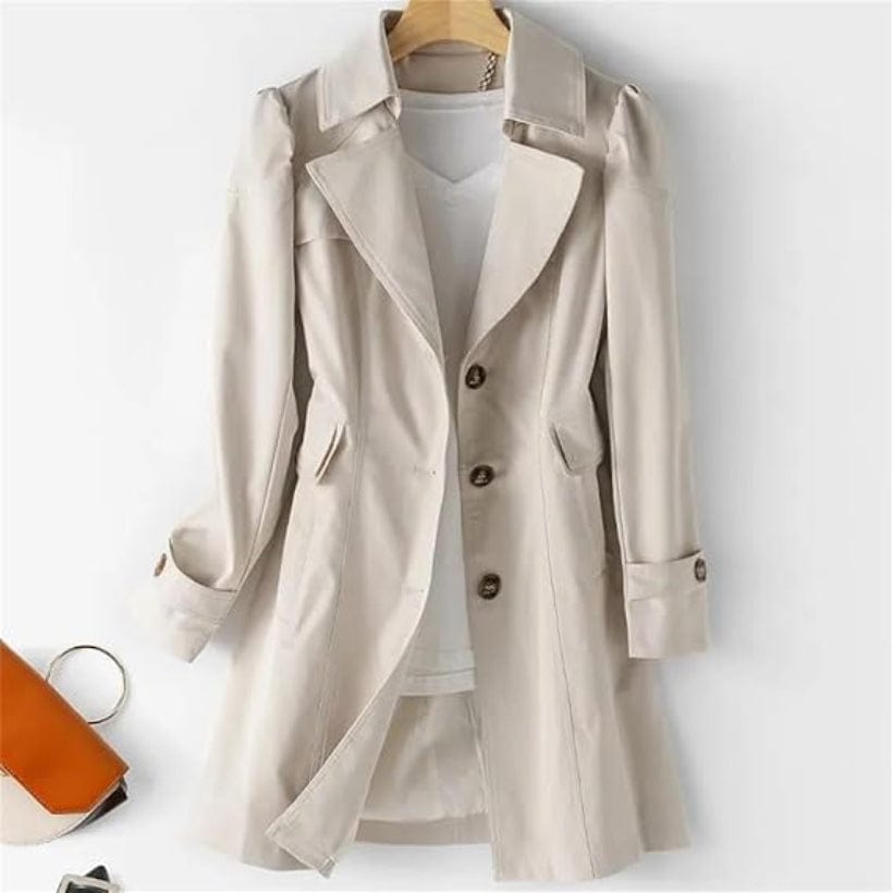 Slank Pasform Mellemlang Trenchcoat Dame - Overfrakke - Vindjakke - Vandtæt Trench Coats Danmarkmode.dk