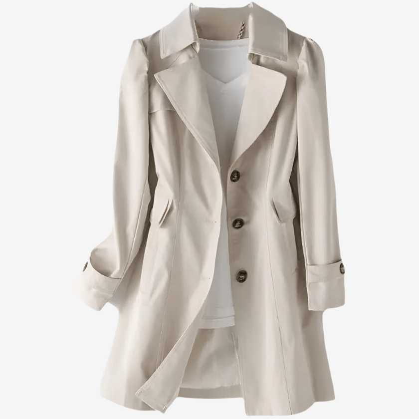 Slank Pasform Mellemlang Trenchcoat Dame - Overfrakke - Vindjakke - Vandtæt Trench Coats Danmarkmode.dk