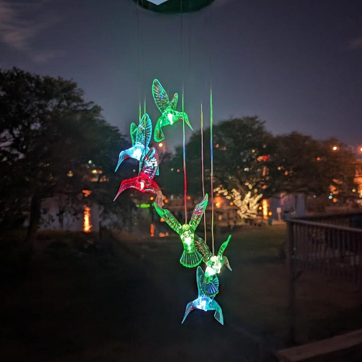 Solenergi Drevet Kolibri Vindspil med Lys - Havelamper - LED - Vandtæt Wind Chimes Danmarkmode.dk