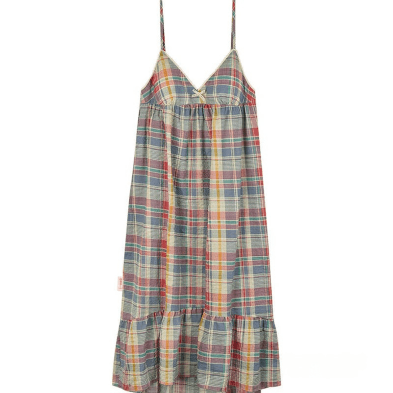 Sommer Nattøj Ternet Natkjoler - Midi - Flowy Dress - Bomuld Dresses Danmarkmode.dk