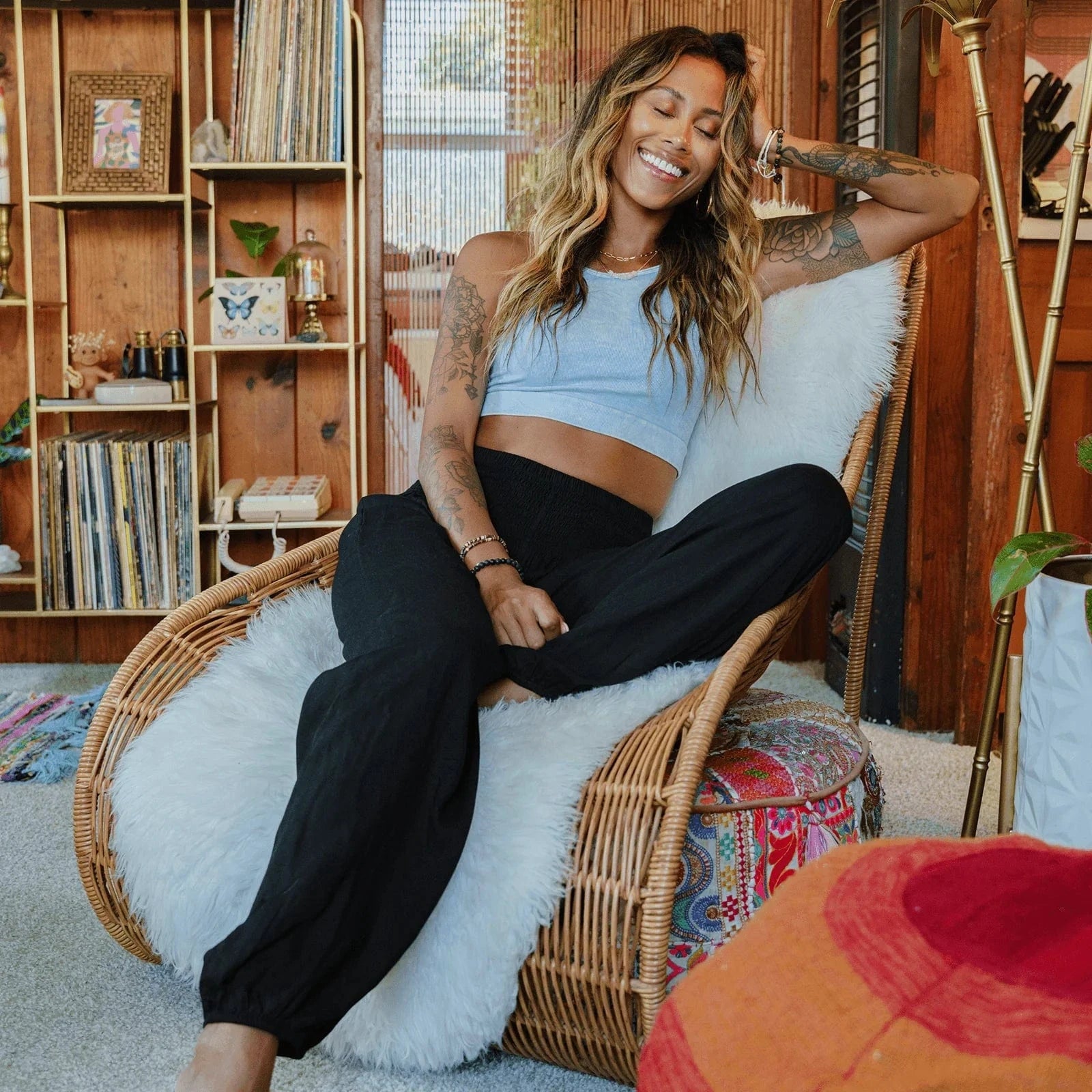 Sort Haremsbukser Dame - Høj Talje - Boho - Baggy Bukser - Yoga Pants Danmarkmode.dk