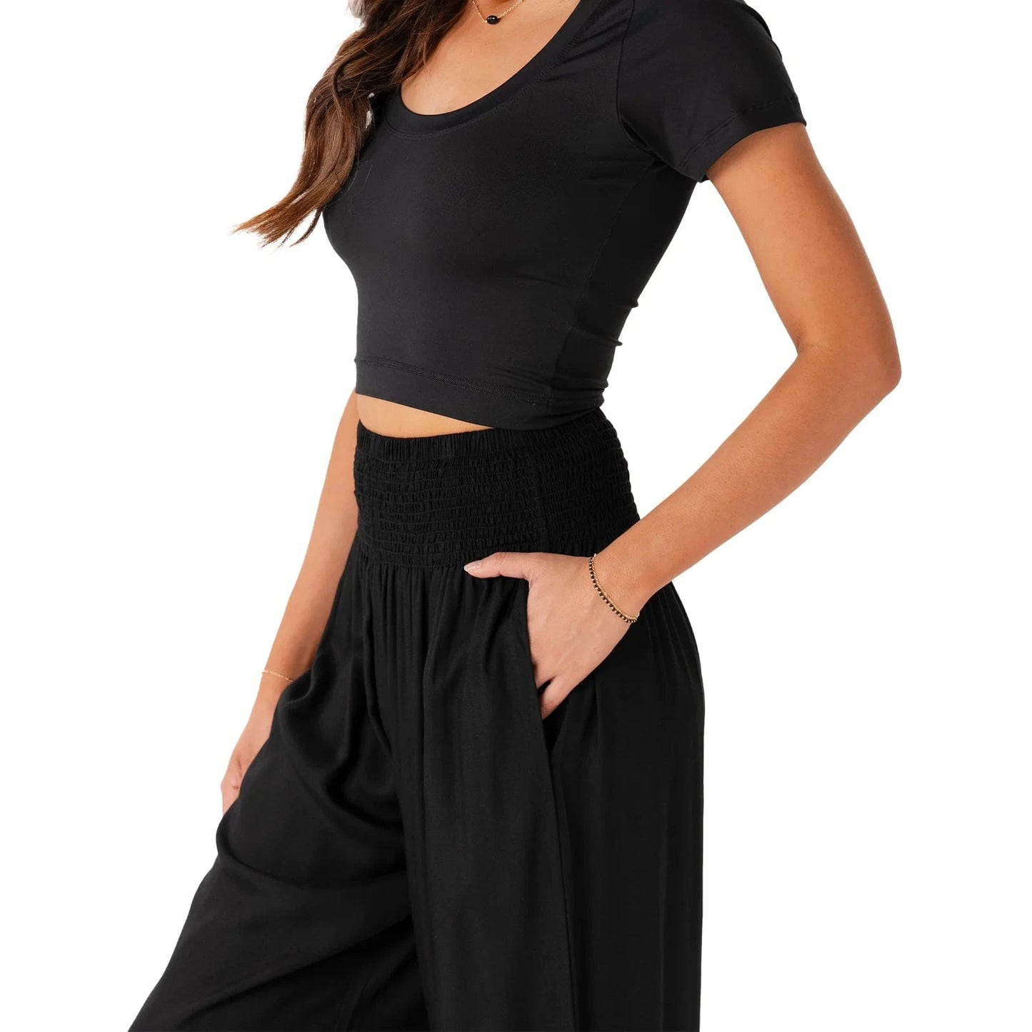 Sort Haremsbukser Dame - Høj Talje - Boho - Baggy Bukser - Yoga Pants Danmarkmode.dk
