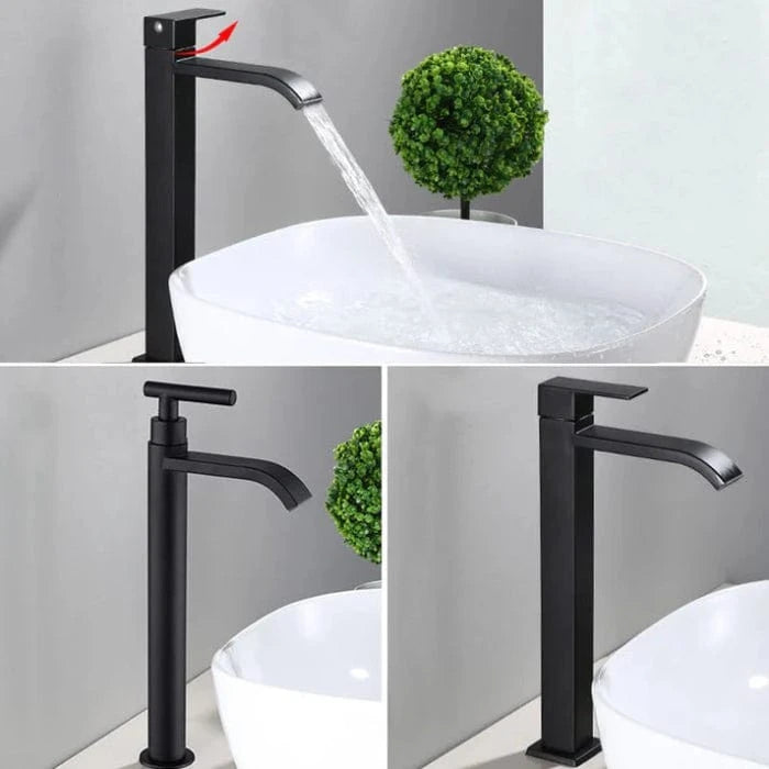 Sort Vandhane Håndvask Badeværelse - Rustfrit Stål - Vandfald - Badeværelsestilbehør Bathroom Sink Faucets Danmarkmode.dk