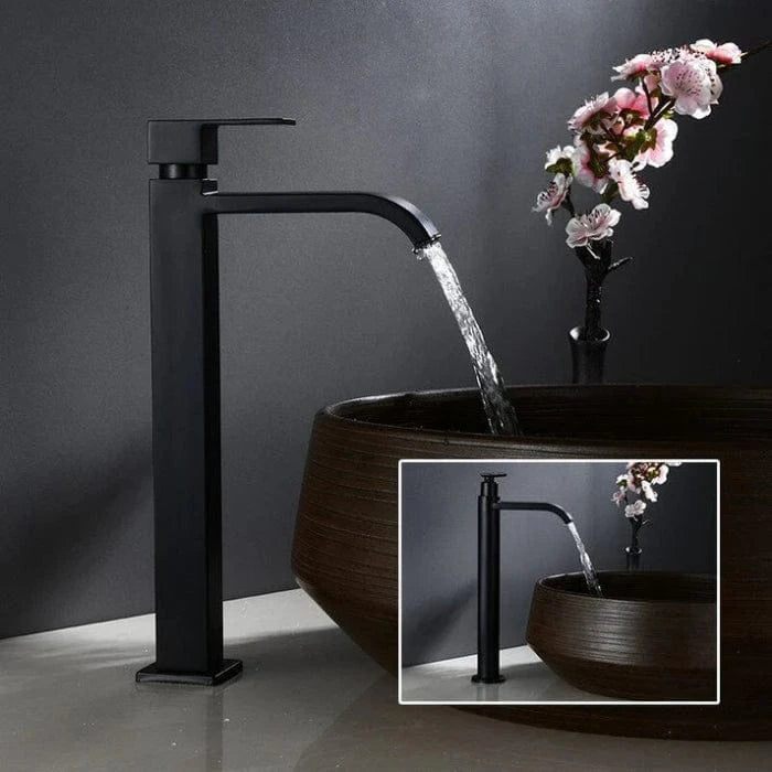 Sort Vandhane Håndvask Badeværelse - Rustfrit Stål - Vandfald - Badeværelsestilbehør Bathroom Sink Faucets Danmarkmode.dk