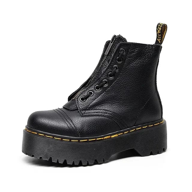 Sorte Læderstøvler Til Kvinder - Høj Hæl - Snørebånd Boots Danmarkmode.dk