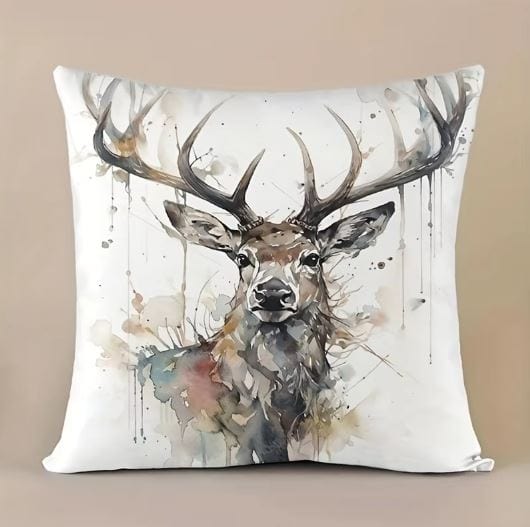 Stag Reindeer Pudebetræk - Boligindretning - Akvarelmaling - Stue Indretning - 45 cm Home & Garden Danmarkmode.dk