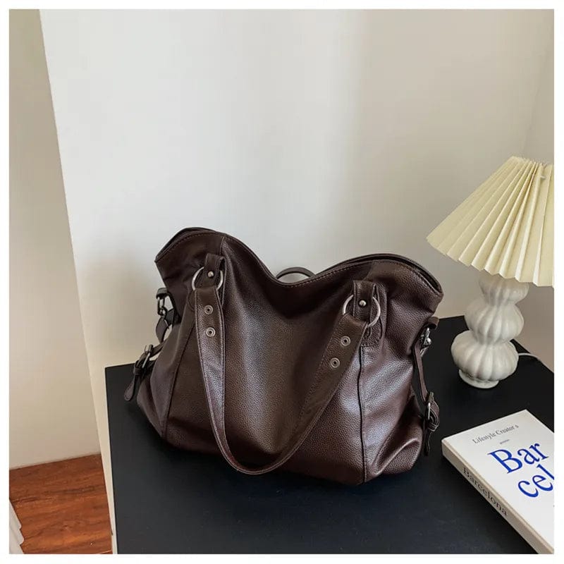 Stilfuld Sort Lædertaske med Dobbelt Rem Shoulder Bag Danmarkmode.dk