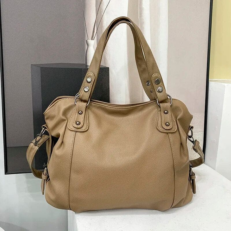 Stilfuld Sort Lædertaske med Dobbelt Rem Shoulder Bag Danmarkmode.dk