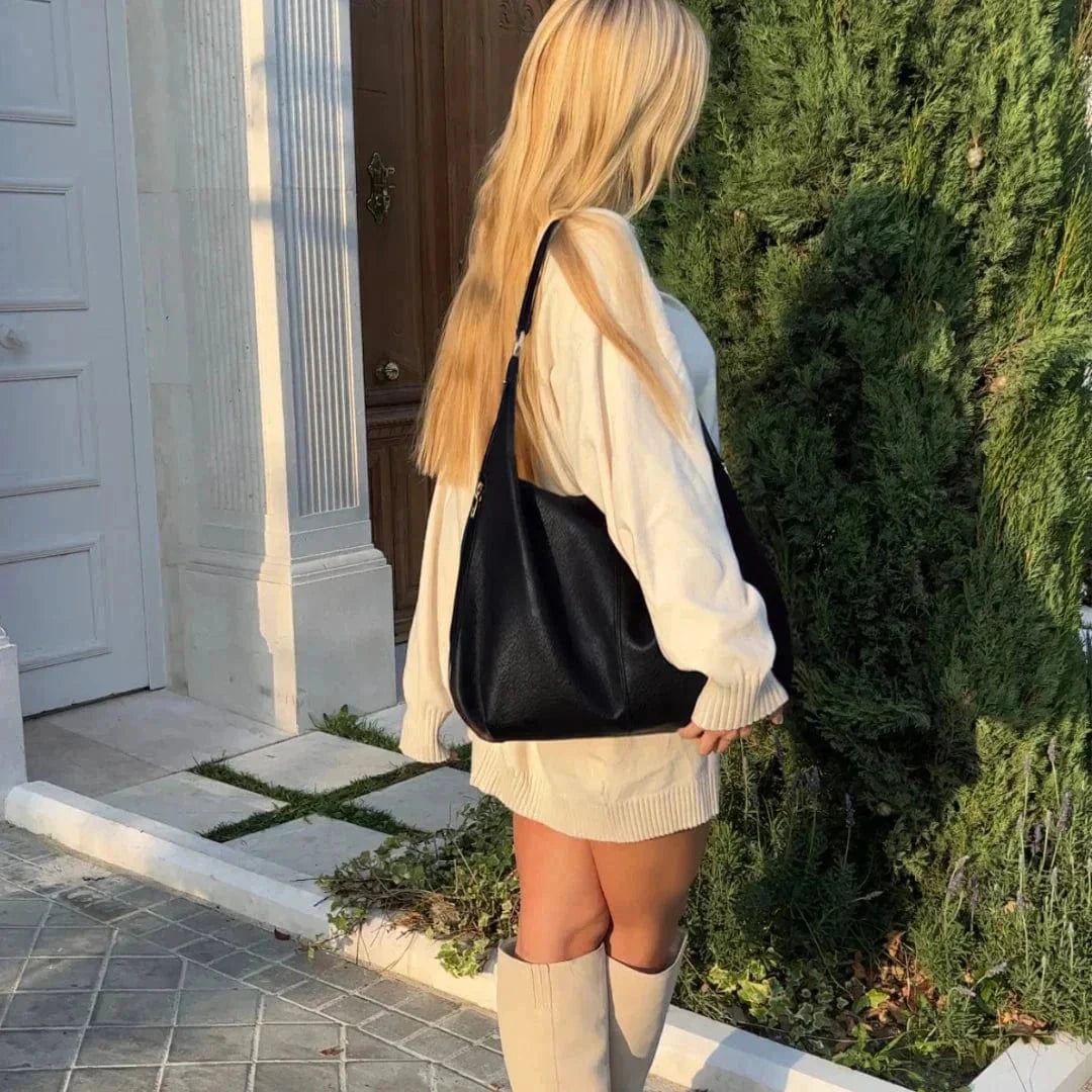 Stor Hobo Skuldertaske til Dame - En Rem, Læder, Tidløs Stil, Flere Farver Shoulder Bag Danmarkmode.dk