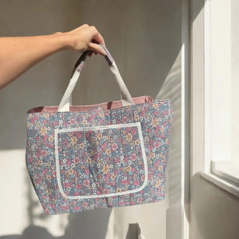 Stor Kapacitet Blomster Tote Bag - Skuldertaske - Pusletaske - Quiltet Tote Bags Danmarkmode.dk