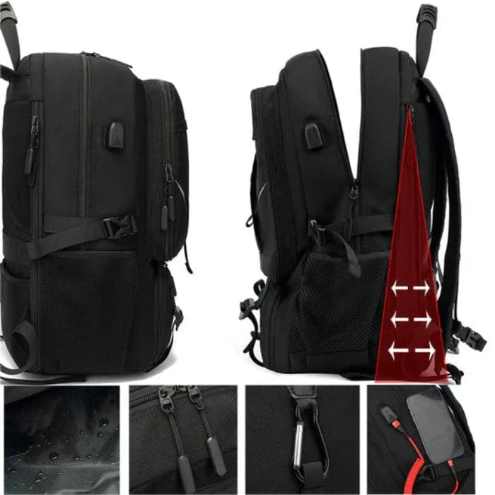 Stor Kapacitet Kan udvides Rejserygsæk - Vandtæt - USB Port - Sportstaske Backpacks Danmarkmode.dk