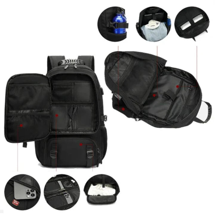 Stor Kapacitet Kan udvides Rejserygsæk - Vandtæt - USB Port - Sportstaske Backpacks Danmarkmode.dk