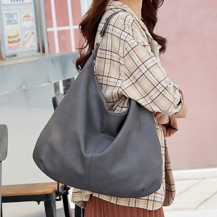 Stor Læder Skuldertaske til Dame - Håndlavet Shoulder Bag Danmarkmode.dk