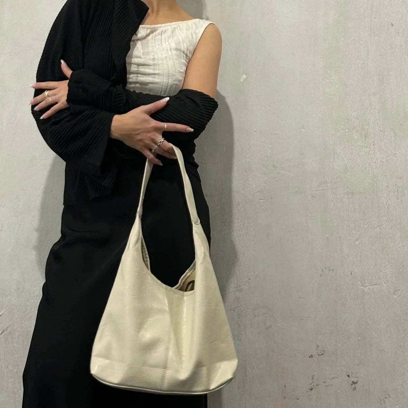 Stor Vegansk Læder Hobo Taske & Clutch - Skuldertaske til Kvinder, Multi-funktionel, Mode Shoulder Bag Danmarkmode.dk