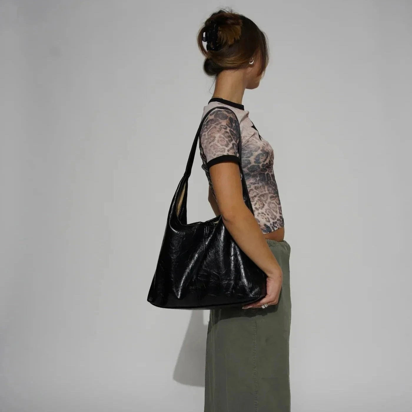 Stor Vegansk Læder Hobo Taske & Clutch - Skuldertaske til Kvinder, Multi-funktionel, Mode Shoulder Bag Danmarkmode.dk
