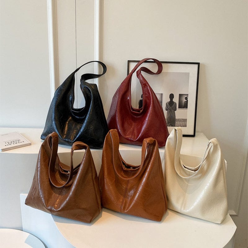 Stor Vegansk Læder Hobo Taske & Clutch - Skuldertaske til Kvinder, Multi-funktionel, Mode Shoulder Bag Danmarkmode.dk