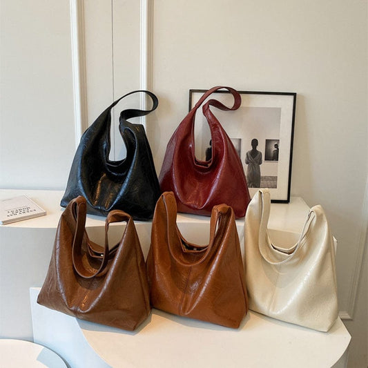 Stor Vegansk Læder Hobo Taske & Clutch - Skuldertaske til Kvinder, Multi-funktionel, Mode Shoulder Bag Danmarkmode.dk