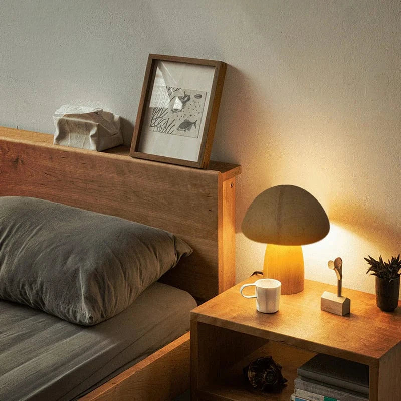 Svamp Natlys til Børn - Sengelampe - Dæmpbar - Træ Bedside Lamps Danmarkmode.dk