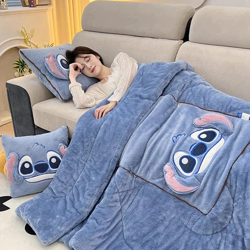 Tæppe Med Pude - Blødt Vinter Tæppe til Stue, Grå Farve, Polyester, Unisex, Ideelt til Sofa og Seng Blacnkets Danmarkmode.dk