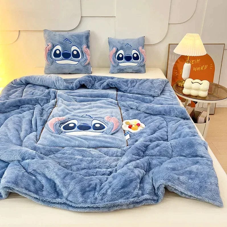 Tæppe Med Pude - Blødt Vinter Tæppe til Stue, Grå Farve, Polyester, Unisex, Ideelt til Sofa og Seng Blacnkets Danmarkmode.dk