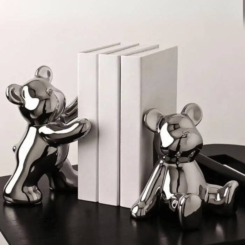 To Dele Keramik Teddy Bear Bookends - Dyrefigurer - Ornaments - Kraftig Bookends Danmarkmode.dk