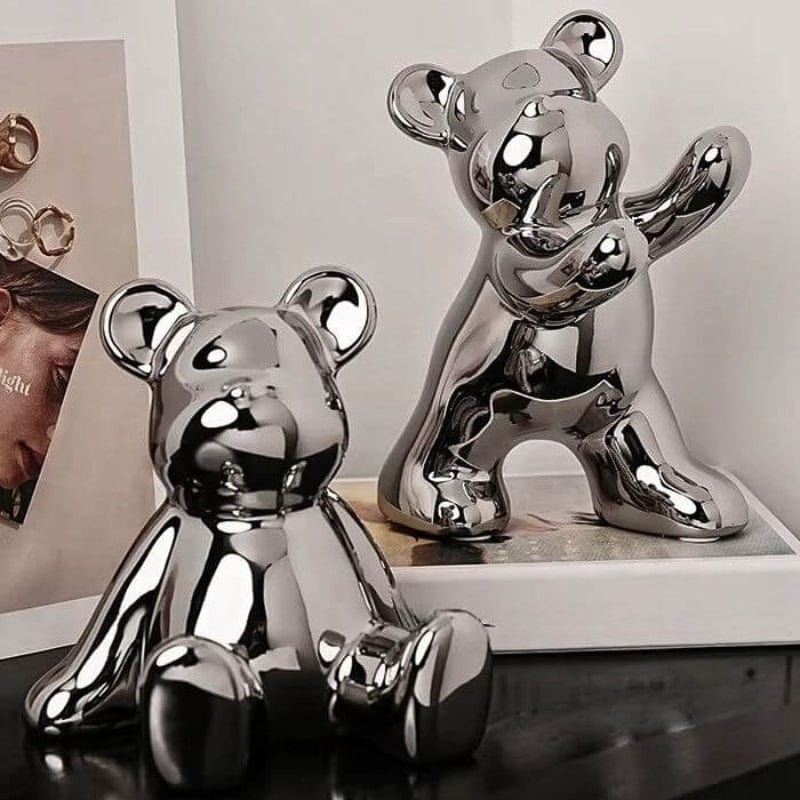 To Dele Keramik Teddy Bear Bookends - Dyrefigurer - Ornaments - Kraftig Bookends Danmarkmode.dk