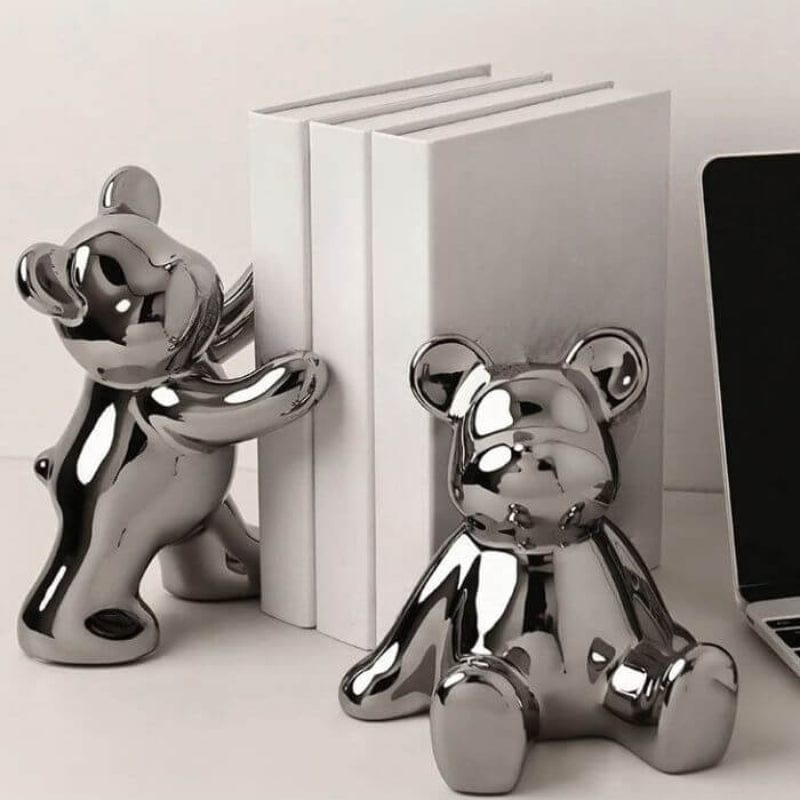 To Dele Keramik Teddy Bear Bookends - Dyrefigurer - Ornaments - Kraftig Bookends Danmarkmode.dk