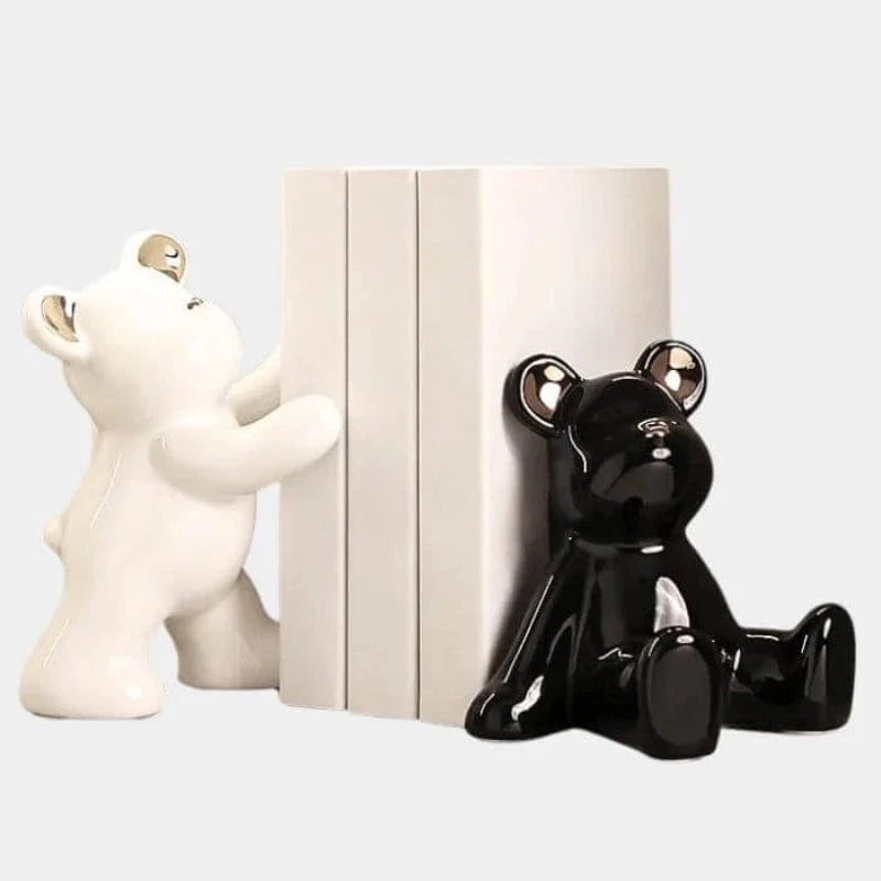 To Dele Keramik Teddy Bear Bookends - Dyrefigurer - Ornaments - Kraftig Bookends Danmarkmode.dk