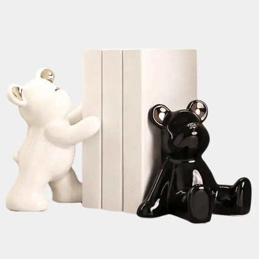 To Dele Keramik Teddy Bear Bookends - Dyrefigurer - Ornaments - Kraftig Bookends Danmarkmode.dk