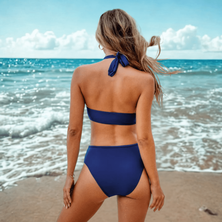 Todelt Sheer Mesh Bikini Sæt - Høj Talje - Badedragt - Halterneck Bikinis Danmarkmode.dk