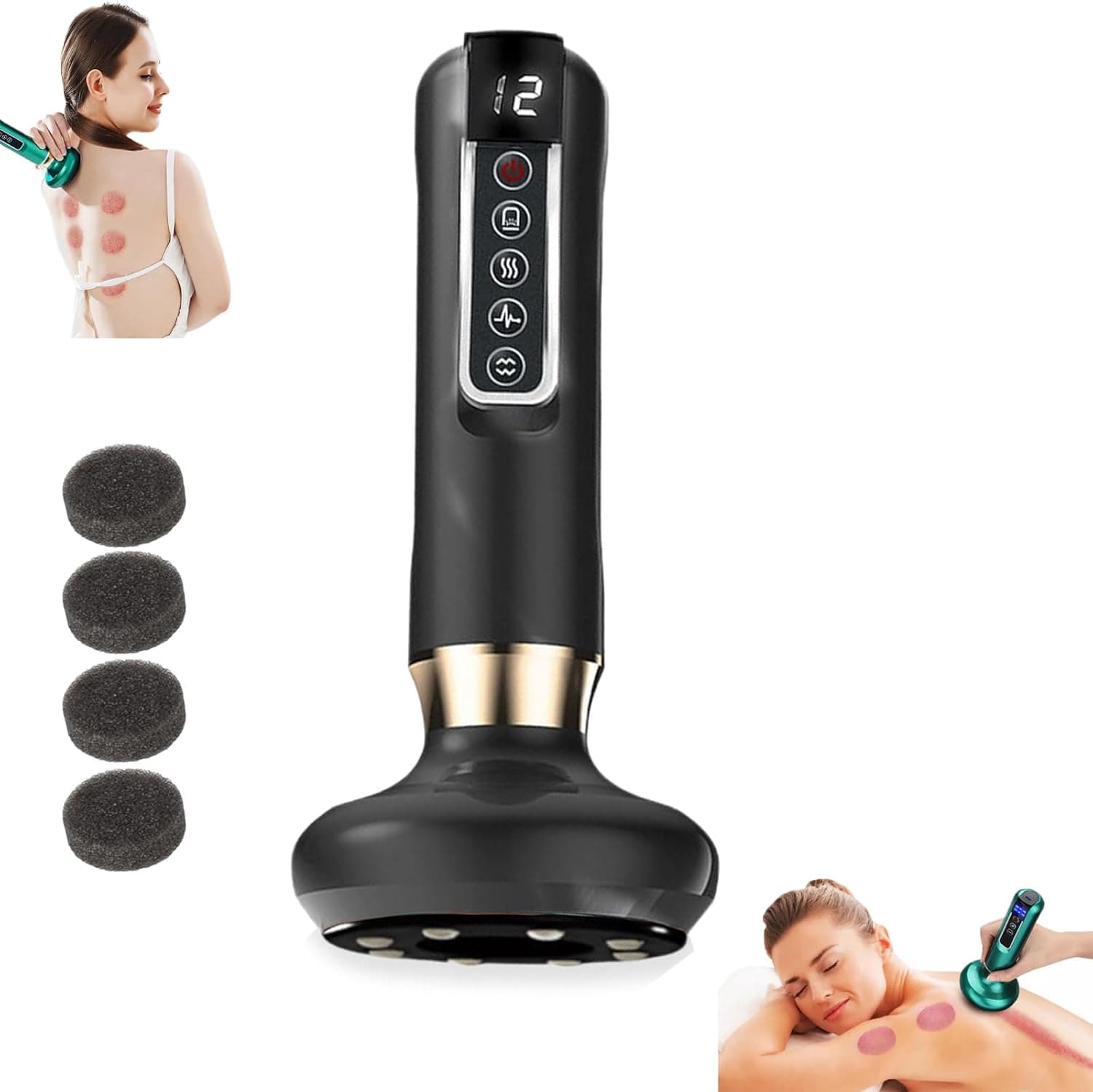 Trådløs Cellulite Elektrisk Massageapparat - Håndholdt - Cupping - Varme - Toning Electric Massagers Danmarkmode.dk