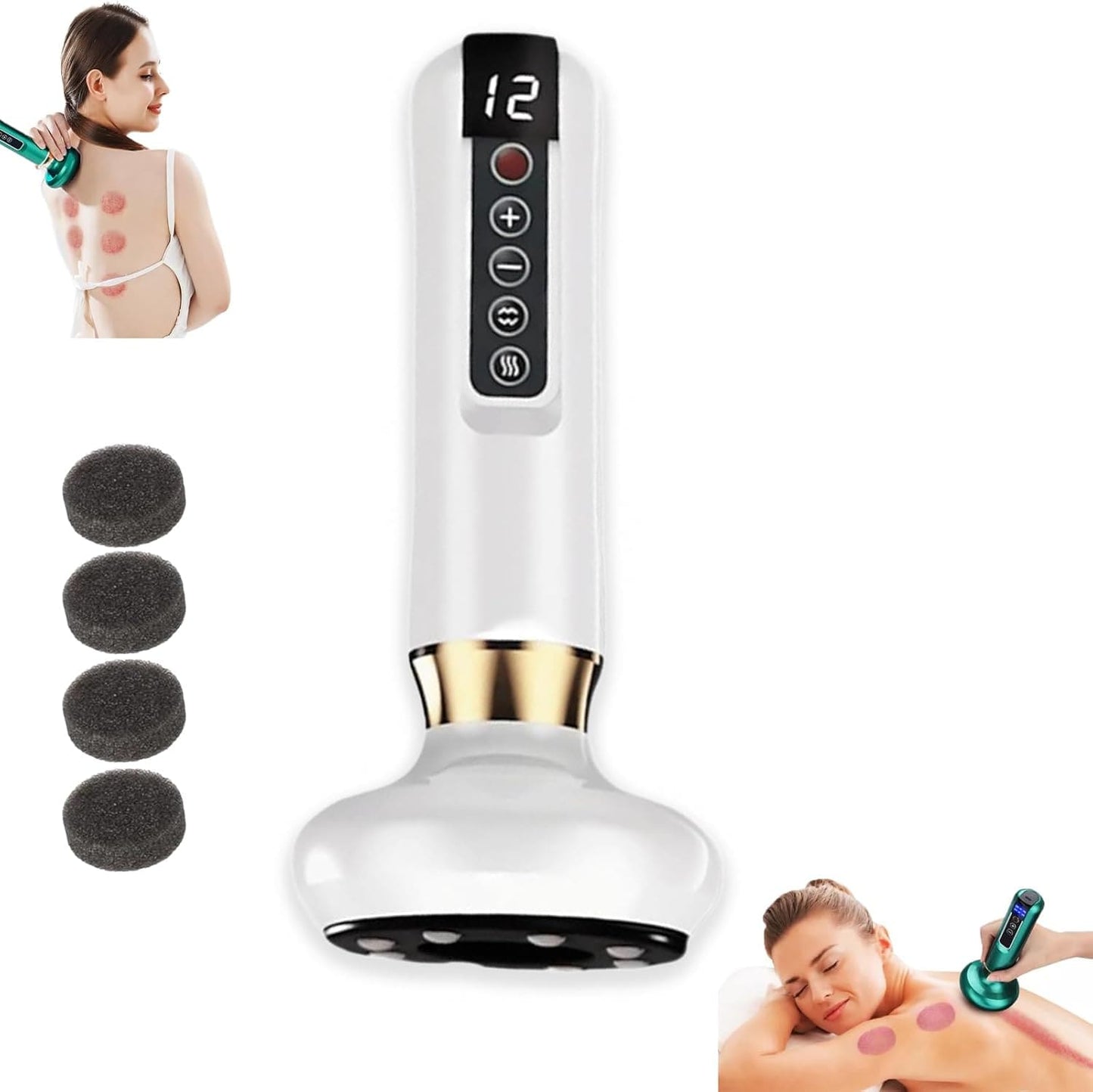 Trådløs Cellulite Elektrisk Massageapparat - Håndholdt - Cupping - Varme - Toning Electric Massagers Danmarkmode.dk