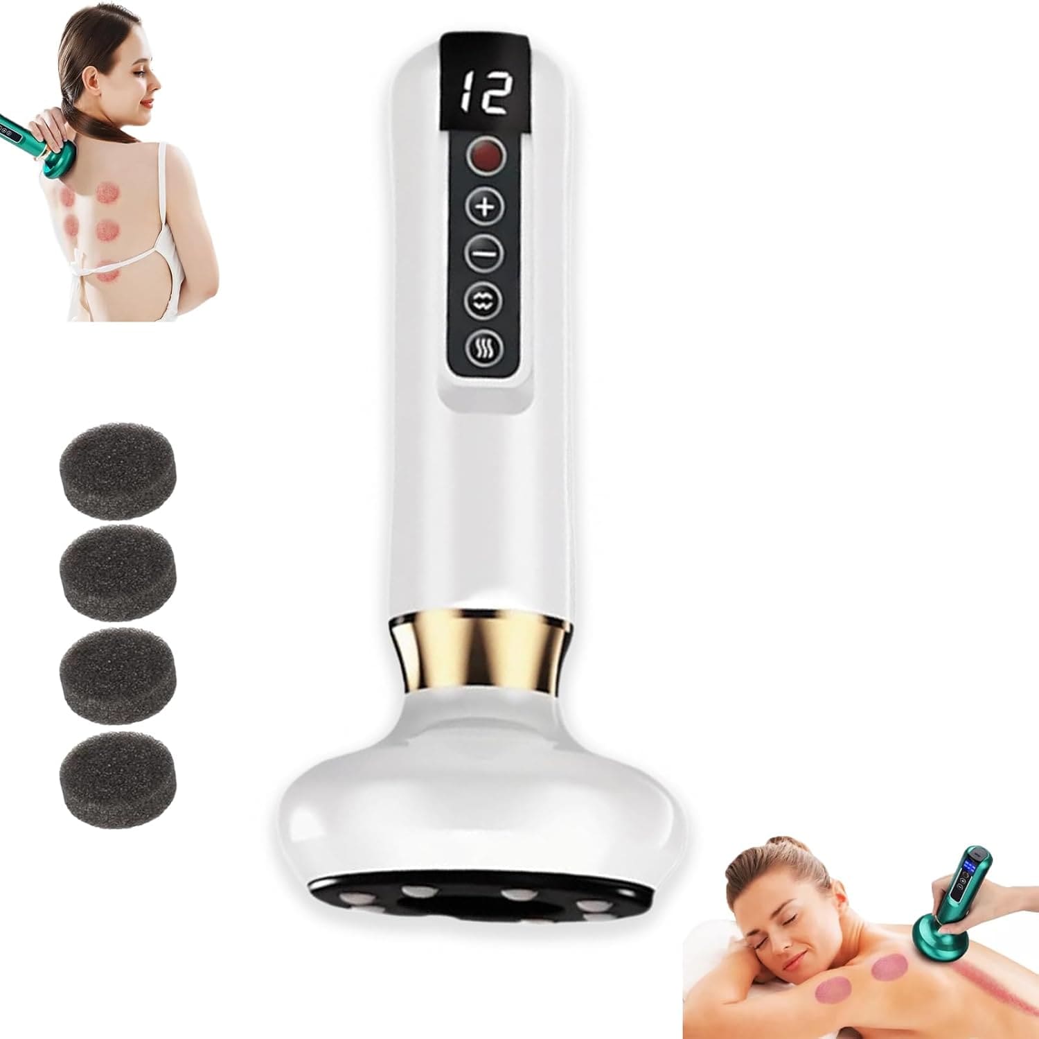 Trådløs Cellulite Elektrisk Massageapparat - Håndholdt - Cupping - Varme - Toning Electric Massagers Danmarkmode.dk