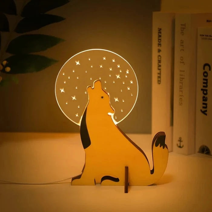 Træ Dyr Dekorativ Sengelampe til Børn - Natlampe - LED - Akryl Night Lights Danmarkmode.dk