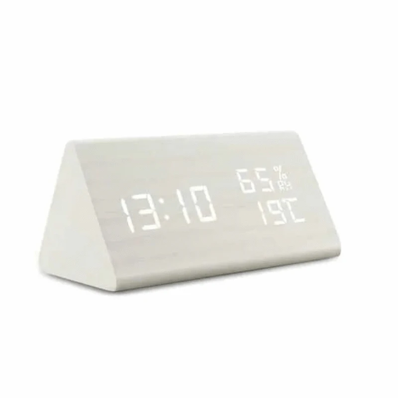 Træ Trekantet Digital Display Vækkeur - LED - Bordur - Værelsesindretning Alarm Clocks Danmarkmode.dk