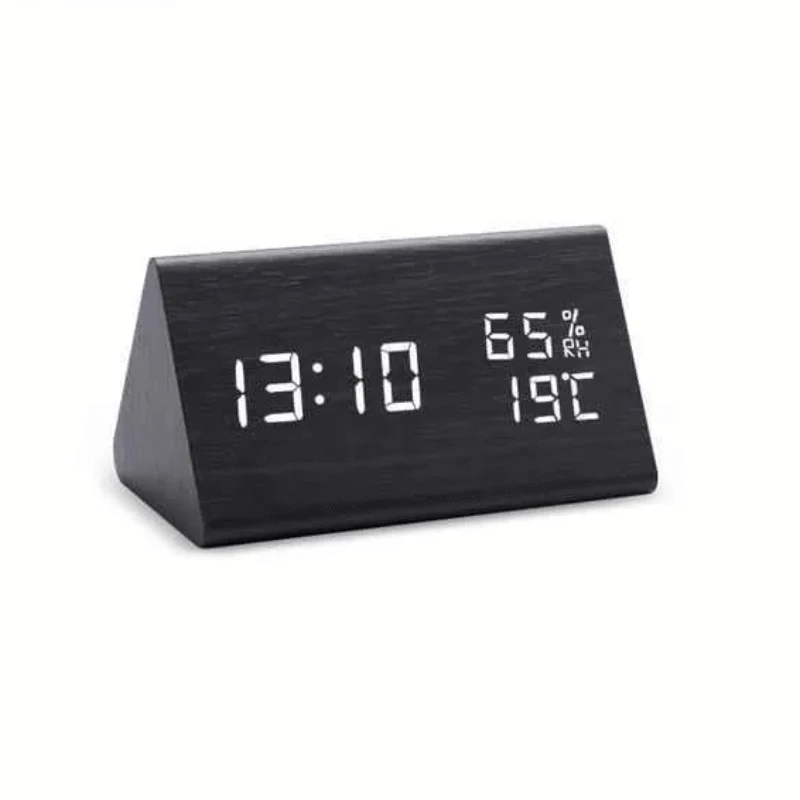 Træ Trekantet Digital Display Vækkeur - LED - Bordur - Værelsesindretning Alarm Clocks Danmarkmode.dk