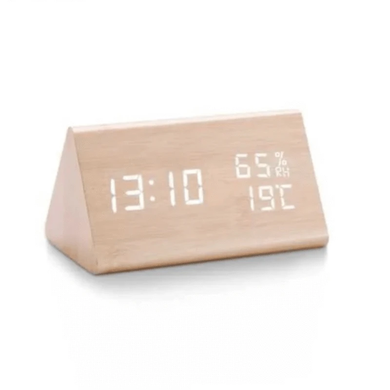 Træ Trekantet Digital Display Vækkeur - LED - Bordur - Værelsesindretning Alarm Clocks Danmarkmode.dk