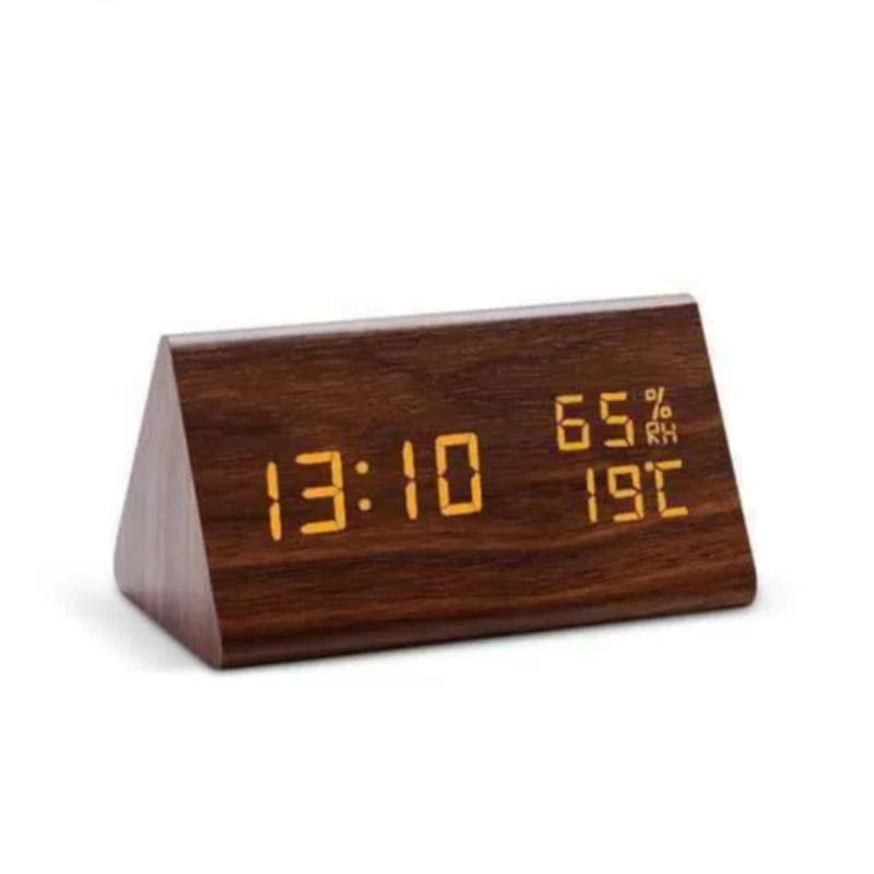 Træ Trekantet Digital Display Vækkeur - LED - Bordur - Værelsesindretning Alarm Clocks Danmarkmode.dk