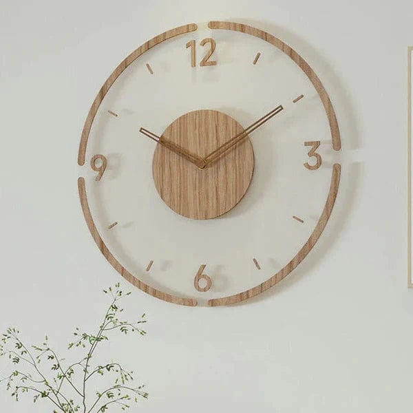 Transparent Acrylic Vægur af Træ - Lydløst Vægur - Vægur med Tal - 35 cm Wall Clock Danmarkmode.dk