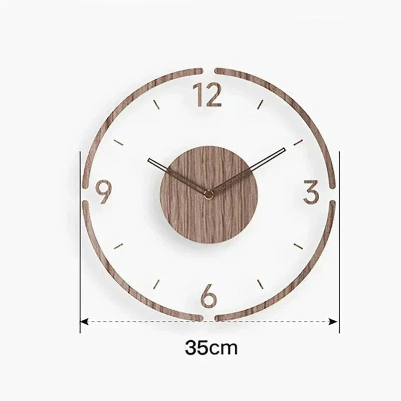 Transparent Acrylic Vægur af Træ - Lydløst Vægur - Vægur med Tal - 35 cm Wall Clock Danmarkmode.dk