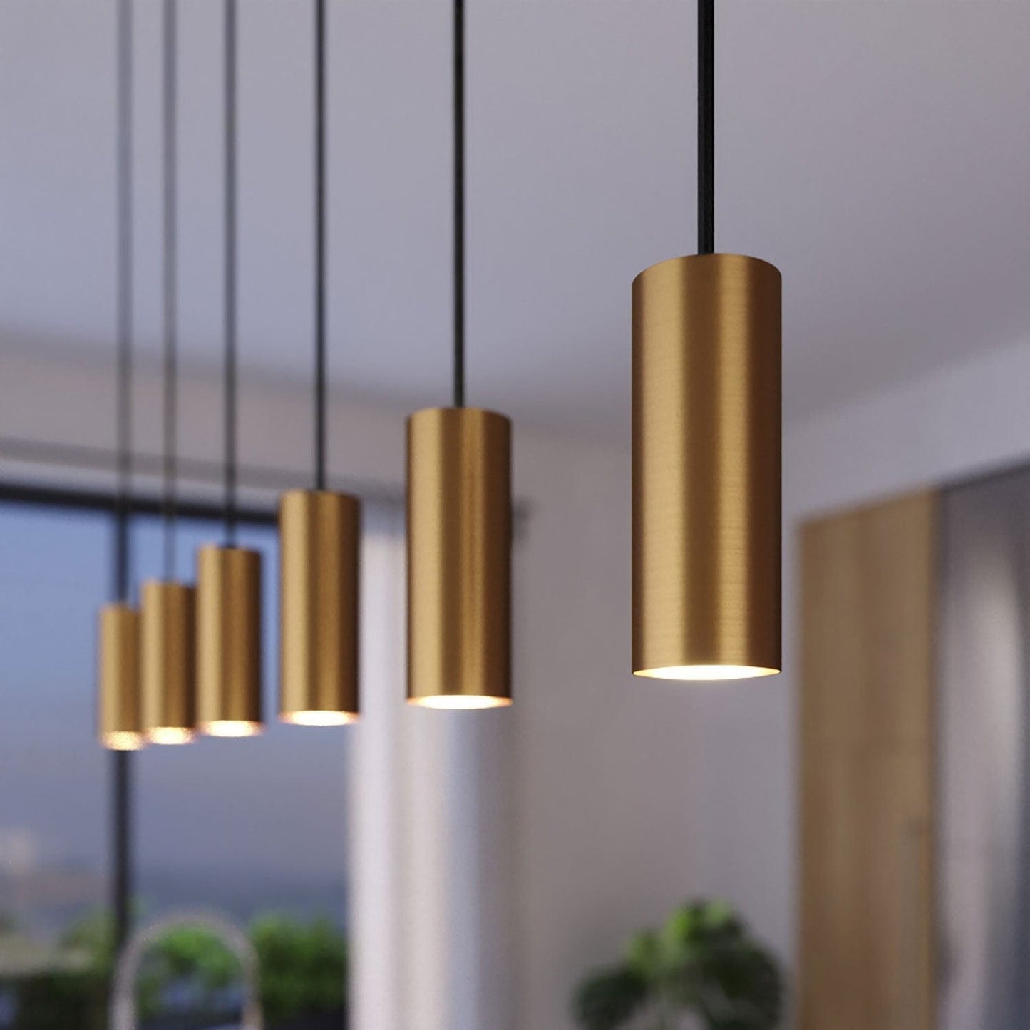 Tube Loftslampe Messing - Dæmpbar - 6cm - 200cm længde Ceiling lamp Danmarkmode.dk