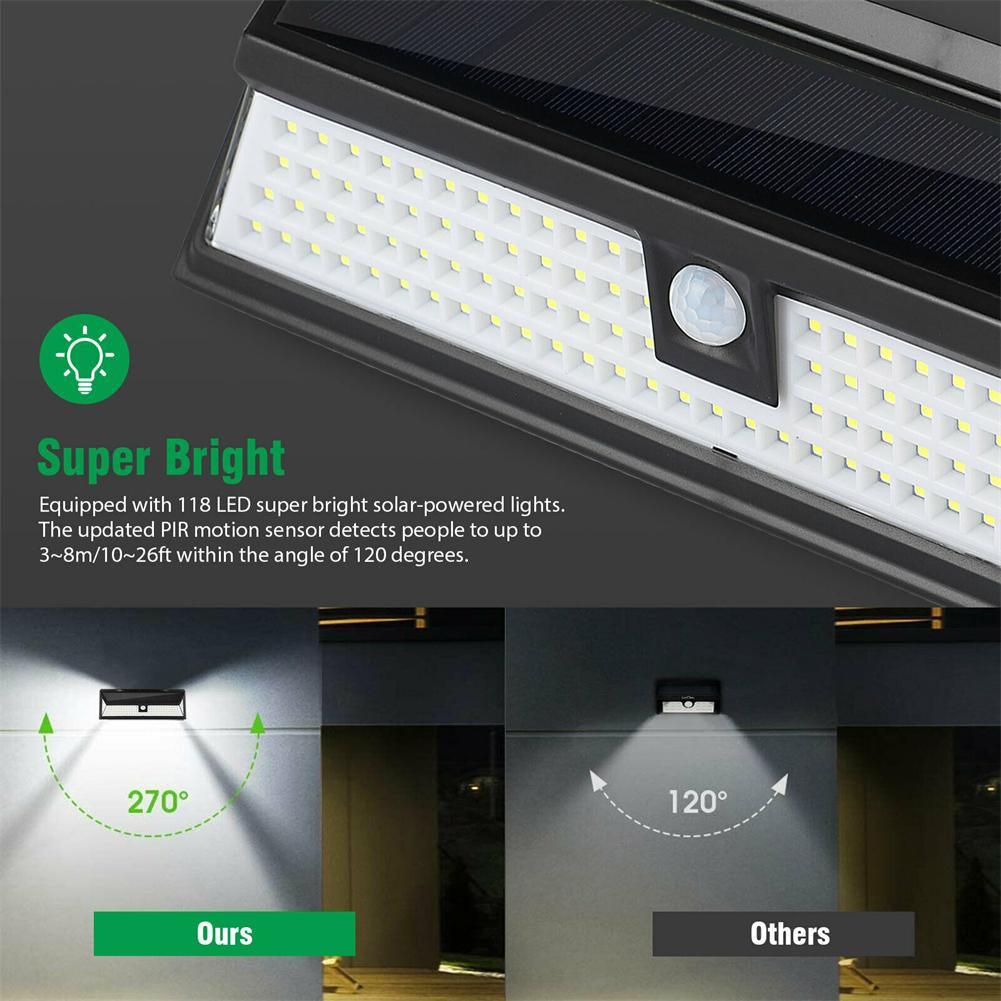 Udendørs Belysning Med Sensor - Solceller - 118 LED - Langvarig Batteri Landscape Pathway Lighting Danmarkmode.dk