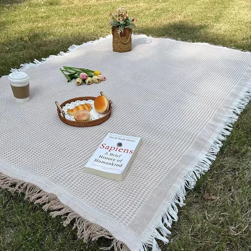 Udendørs Boheme Picnic Tæppe - Kvast - Letvægt - Strikket Picnic Blankets Danmarkmode.dk