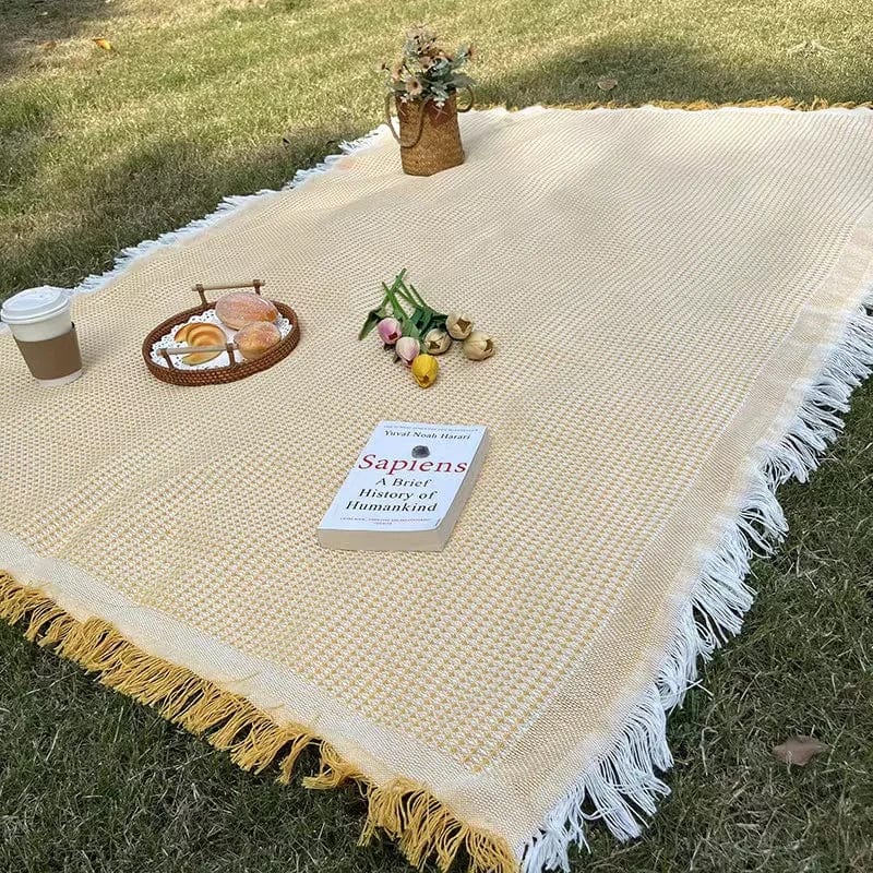 Udendørs Boheme Picnic Tæppe - Kvast - Letvægt - Strikket Picnic Blankets Danmarkmode.dk