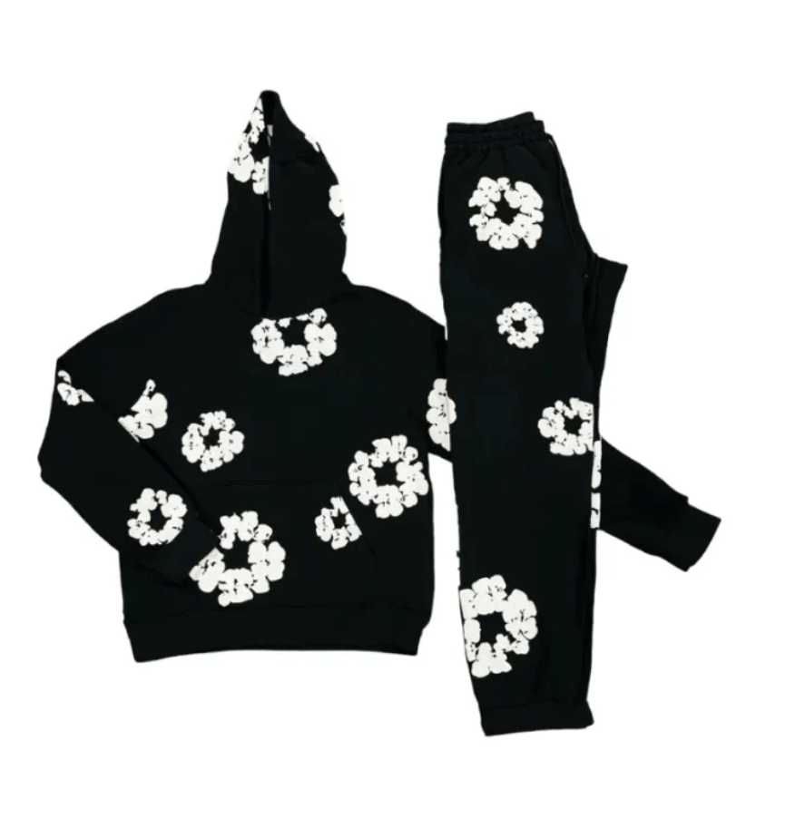Unisex træningsdragt med blomster fra Modera | Ikonisk print | Vanero | Komfortabelt sportstøj Two Piece Set Danmarkmode.dk