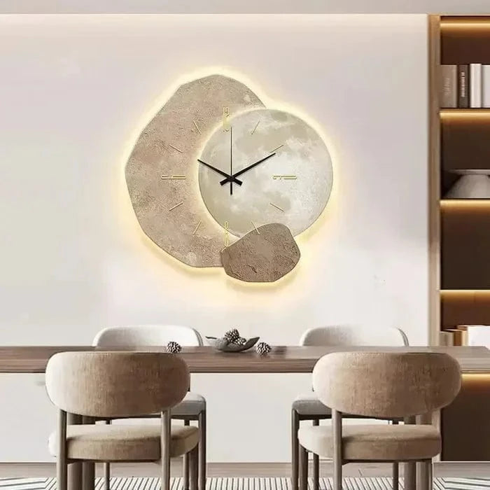 Vægur I Træ med Belysning - Moderne - Lydløst Vægur - Vægur med Tal - 35 cm Wall Clock Danmarkmode.dk