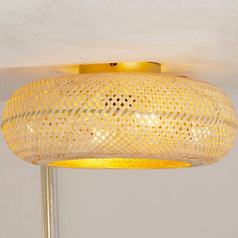 Vævet Bambus Loftventilator med Lys - Boho Style - Moderne - ABS Ventilatorblad Ceiling Fans Danmarkmode.dk