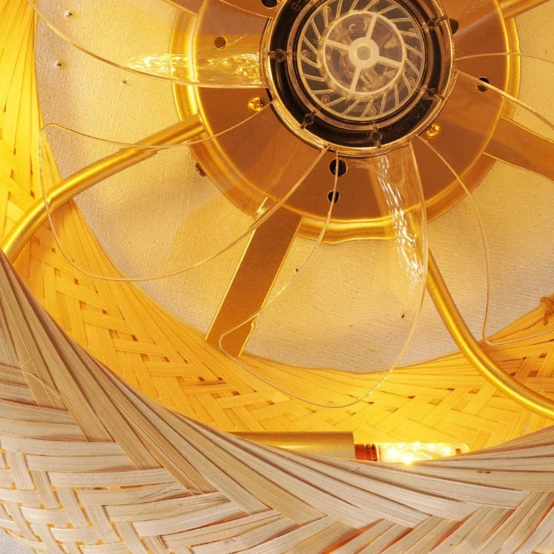 Vævet Bambus Loftventilator med Lys - Boho Style - Moderne - ABS Ventilatorblad Ceiling Fans Danmarkmode.dk