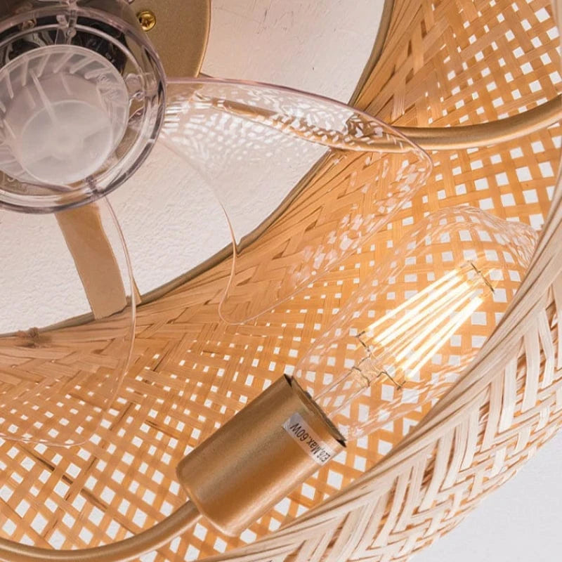 Vævet Bambus Loftventilator med Lys - Boho Style - Moderne - ABS Ventilatorblad Ceiling Fans Danmarkmode.dk